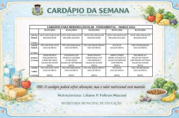 Foto relacionada - Cardápio da Merenda Escolar (02/03 a 06/03)