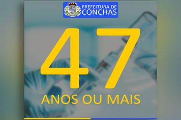 Pessoas com 47 anos ou mais já podem se vacinar contra a covid-19