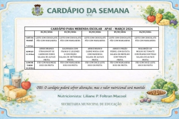 Foto - Cardápio da Merenda Escolar 2026