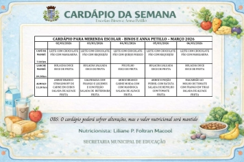 Foto - Cardápio da Merenda Escolar 2026